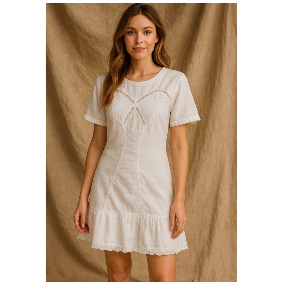 NWT Mes Demoiselles Marilyn White Cotton Mini Shirt Dress Size S
